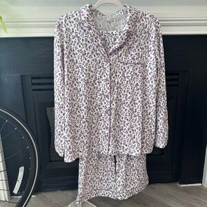 NWT Garnet Hill Lilac mini floral wildwood knit pajama set